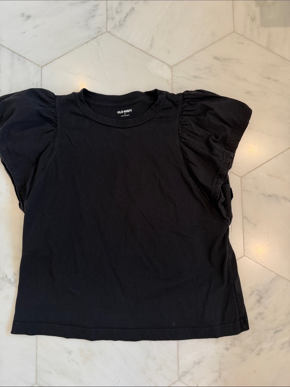 Old Navy Black Puff Sleeve Crewneck Tee